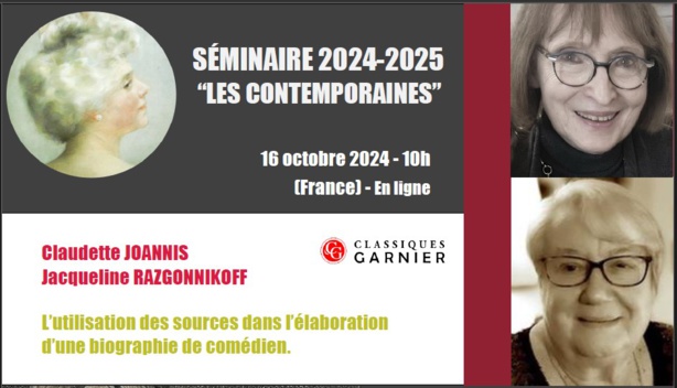 Séminaire "Les Contemporaines" - 16 octobre - Claudette Joannis et Jacqueline Razgonnikof